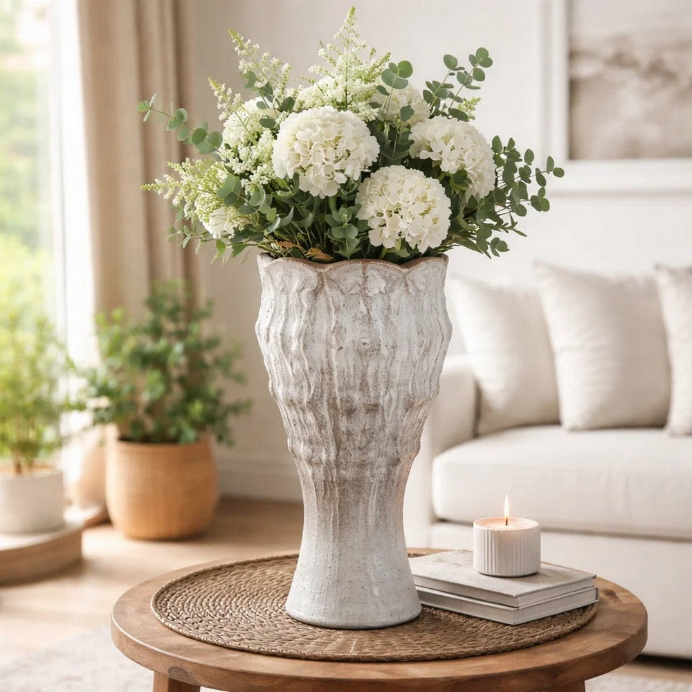 Decorative Vase | Gray Ceramic | Rustic Weathered Finish | 23" Tall