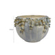 Decorative Bowl Planter, White Ceramic with Floral Garland Rim, 8.5 Inch