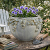 Decorative Bowl Planter | White Ceramic w Floral Garland Rim | 12"