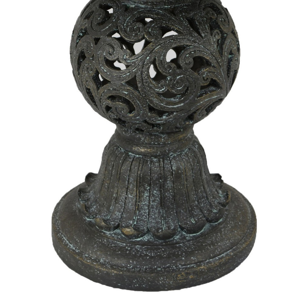 Bird Bath | Bronze Finished Resin Pedestal | Wide Scalloped Bowl | 22"