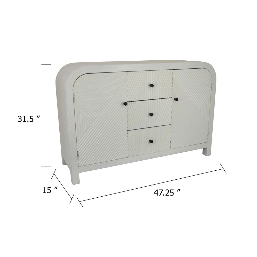 Jack Credenza Sideboard | White Wood | 2 Cabinets & 3 Drawers | 47"