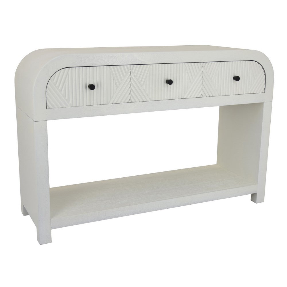 Jack Console Table | White Wood | 3 Drawers & Bottom Shelf | 47"