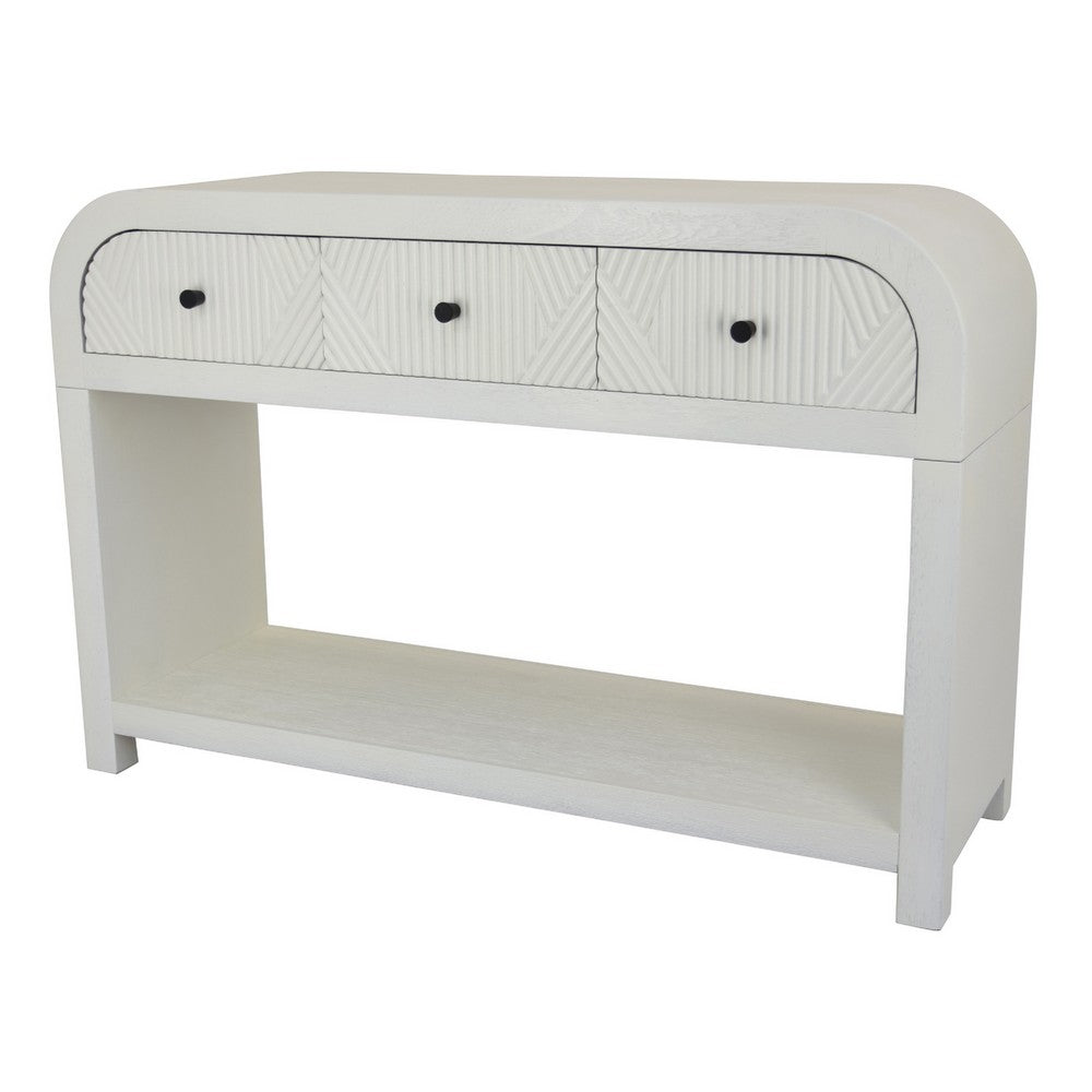 Jack Console Table | White Wood | 3 Drawers & Bottom Shelf | 47"