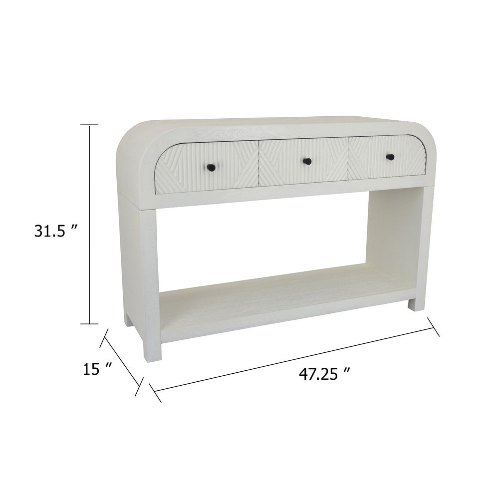 Jack Console Table | White Wood | 3 Drawers & Bottom Shelf | 47"