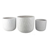 Kena Planter Set of 3 | White Ceramic | Wave Texture Indoor | 13 10 8"