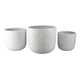 Kena Planter Set of 3 | White Ceramic | Wave Texture Indoor | 13 10 8"