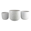 Kena Planter Set of 3 | White Ceramic | Wave Texture Indoor | 13 10 8"