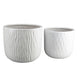 Kena Planter Set of 3 | White Ceramic | Wave Texture Indoor | 13 10 8"