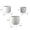 Kena Planter Set of 3 | White Ceramic | Wave Texture Indoor | 13 10 8"