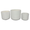 Kena Planter Set of 3 | White Ceramic | Ribbed Texture Pots | 12 10 8"
