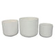 Kena Planter Set of 3 | White Ceramic | Ribbed Texture Pots | 12 10 8"