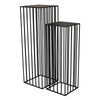 Accent Plant Stand Set of 2 | Black Metal Open Frame | 42 & 34"