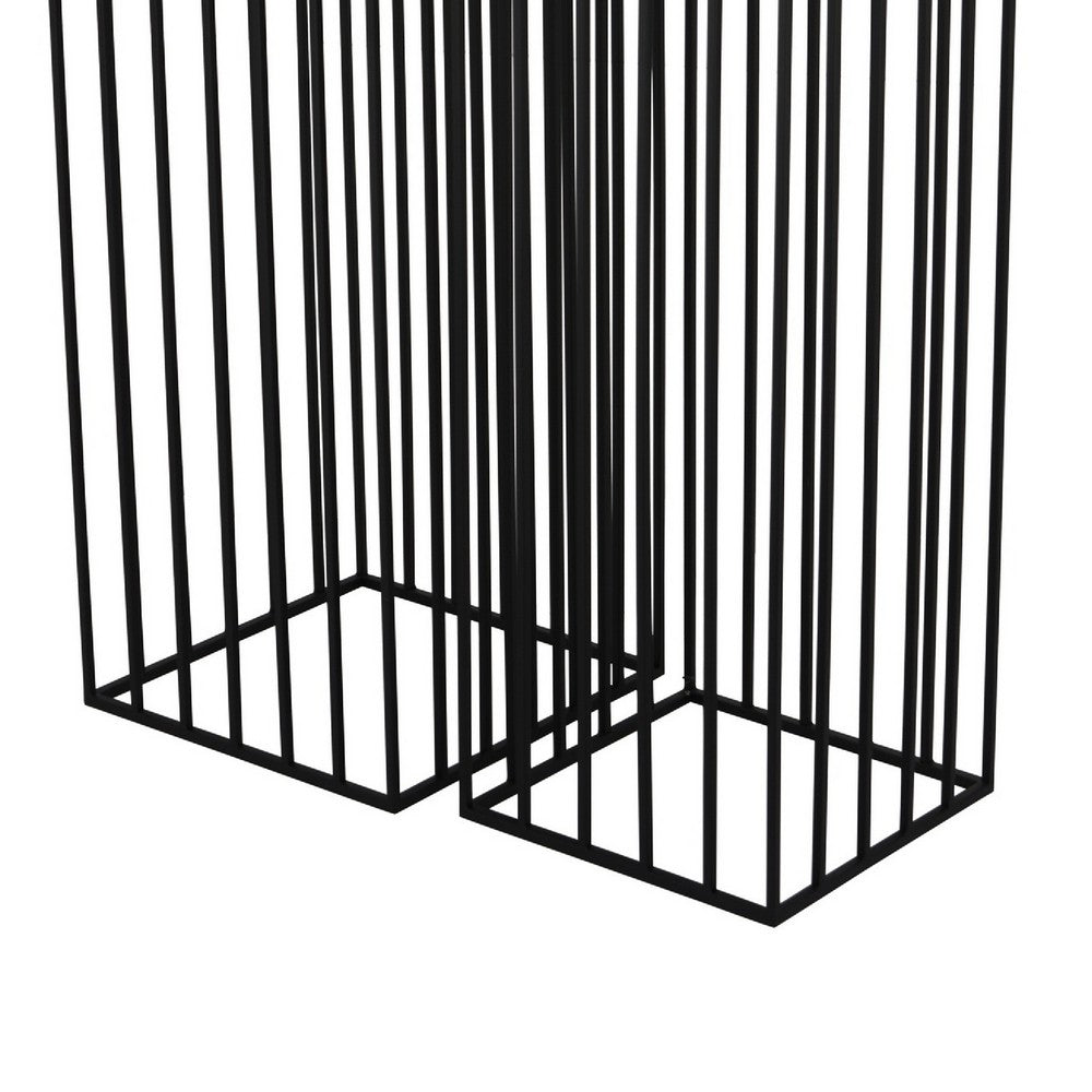 Accent Plant Stand Set of 2 | Black Metal Open Frame | 42 & 34"