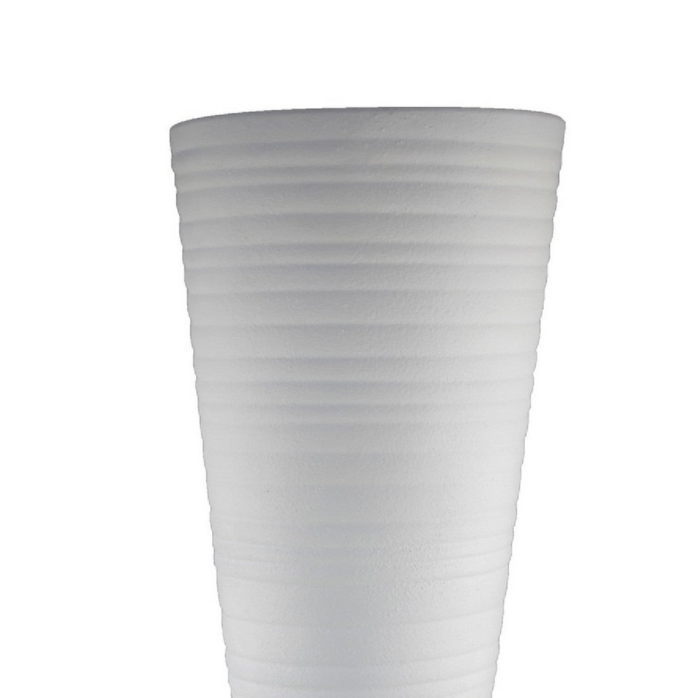 Milana Hourglass Vase | White Metal | Modern Textured Tall Floor Vase | 34"
