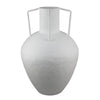 Textured Amphora Style Vase | White Metal w Dual Handles | 19"