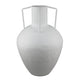 Textured Amphora Style Vase | White Metal w Dual Handles | 19"