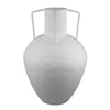 Textured Amphora Style Vase | White Metal w Dual Handles | 19"