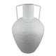 Textured Amphora Style Vase | White Metal w Dual Handles | 19"