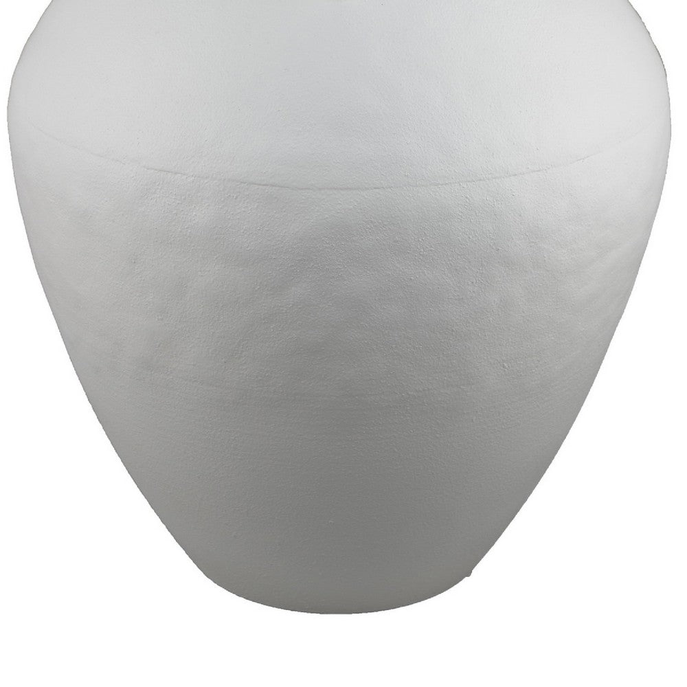 Textured Amphora Style Vase | White Metal w Dual Handles | 19"