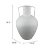 Textured Amphora Style Vase | White Metal w Dual Handles | 19"