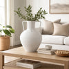 Textured Amphora Style Vase | White Metal w Dual Handles | 19"