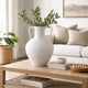 Textured Amphora Style Vase | White Metal w Dual Handles | 19"