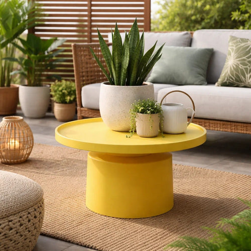 Lumia Plant Stand | Yellow Metal | Minimalist Round Top | 28"