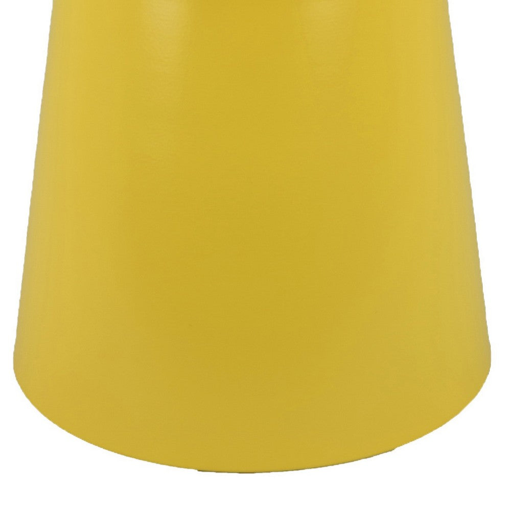 Lumia Plant Stand | Yellow Finish | Raised Rim Top Retro Accent | 19"