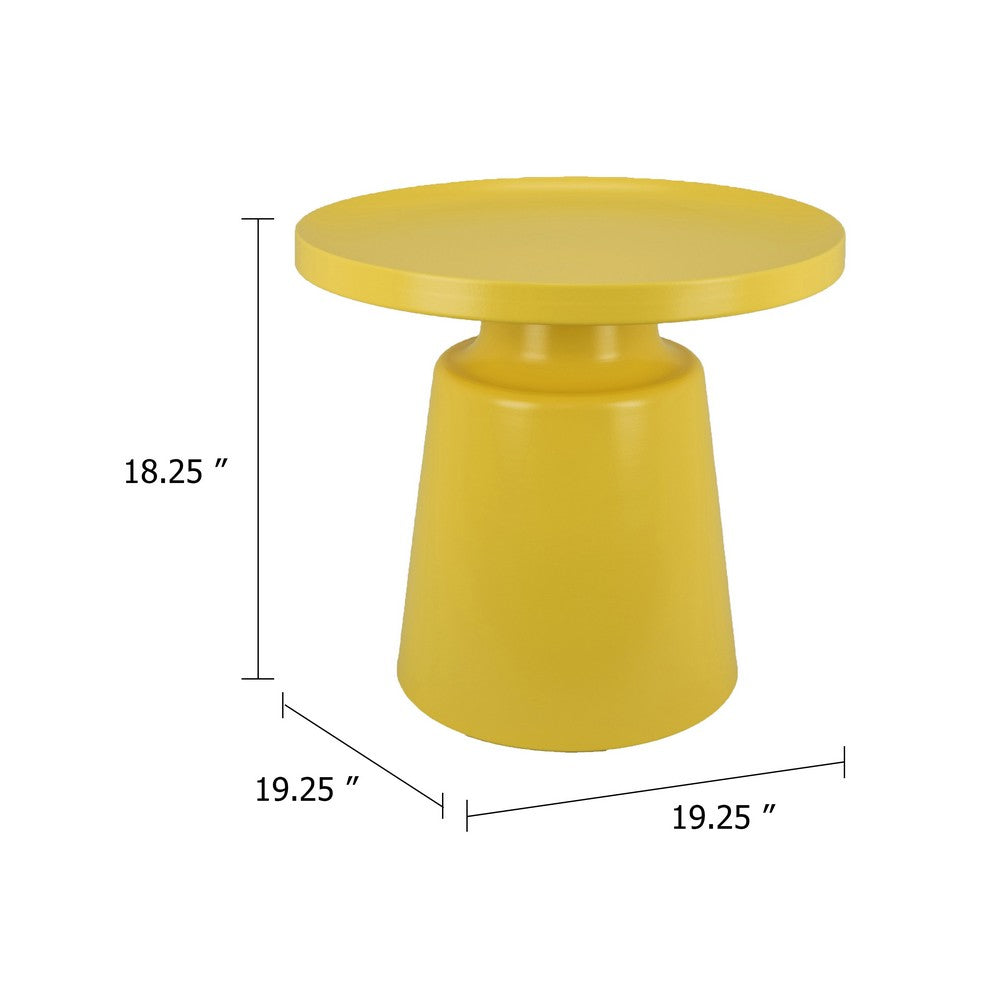 Lumia Plant Stand | Yellow Finish | Raised Rim Top Retro Accent | 19"