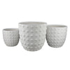 Planter Set of 3 | White Resin | Smooth Round Dotted Texture | 15 12 10"
