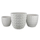 Planter Set of 3 | White Resin | Smooth Round Dotted Texture | 15 12 10"