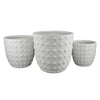 Planter Set of 3 | White Resin | Smooth Round Dotted Texture | 15 12 10"