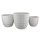 Planter Set of 3 | White Resin | Smooth Round Dotted Texture | 15 12 10"