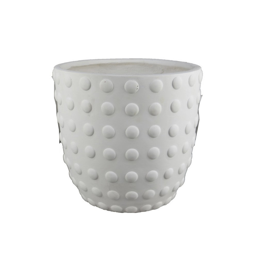 Planter Set of 3 | White Resin | Smooth Round Dotted Texture | 15 12 10"
