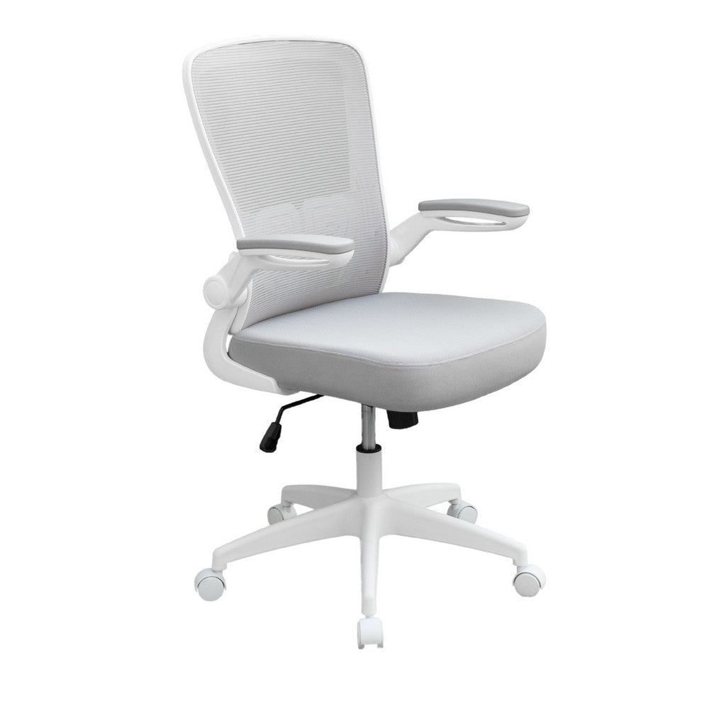Rolling Task Chair | Gray Mesh | White Flip Up Arms | Upright Locking BM344437