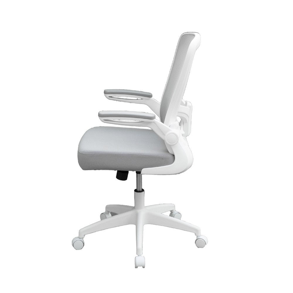 Rolling Task Chair | Gray Mesh | White Flip Up Arms | Upright Locking BM344437