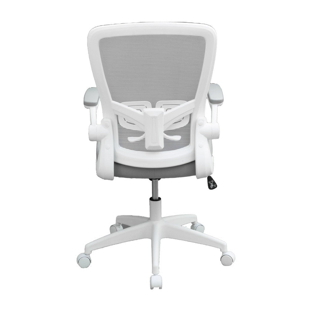 Rolling Task Chair | Gray Mesh | White Flip Up Arms | Upright Locking BM344437