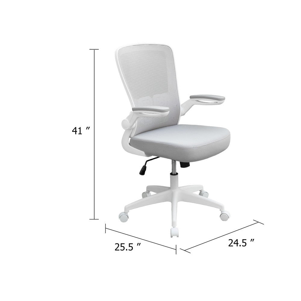 Rolling Task Chair | Gray Mesh | White Flip Up Arms | Upright Locking BM344437