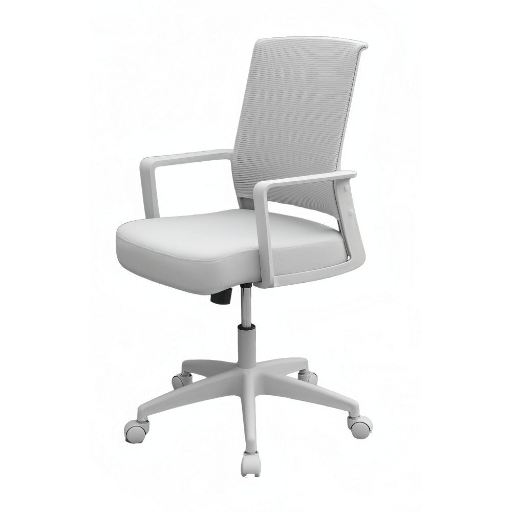 Commercial Rolling Task Chair | Gray Mesh | Foam Seat | Fixed Nylon Arms BM344438