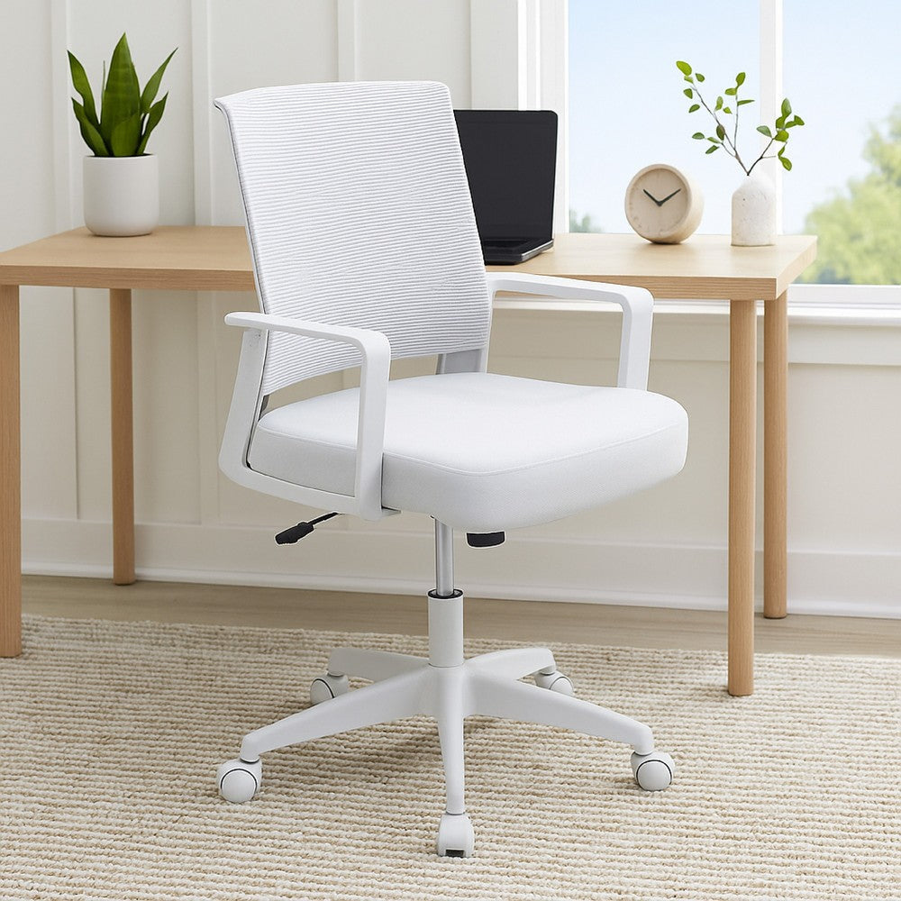 Commercial Rolling Task Chair | Gray Mesh | Foam Seat | Fixed Nylon Arms