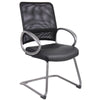Toi Guest Armchair | Black Mesh | Faux Leather | Pewter Cantilever Base BM344439
