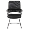 Toi Guest Armchair | Black Mesh | Faux Leather | Pewter Cantilever Base BM344439