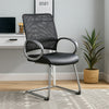 Toi Guest Armchair | Black Mesh | Faux Leather | Pewter Cantilever Base BM344439