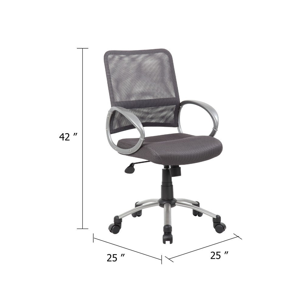 Toi Rolling Task Chair | Charcoal Gray Mesh | Pewter | Adjustable BM344440