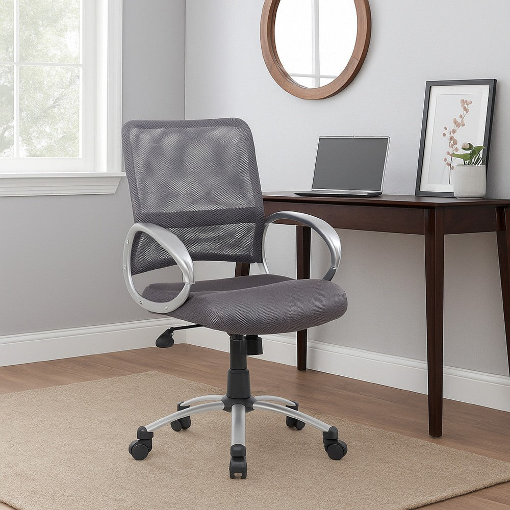 Toi Rolling Task Chair | Charcoal Gray Mesh | Pewter | Adjustable