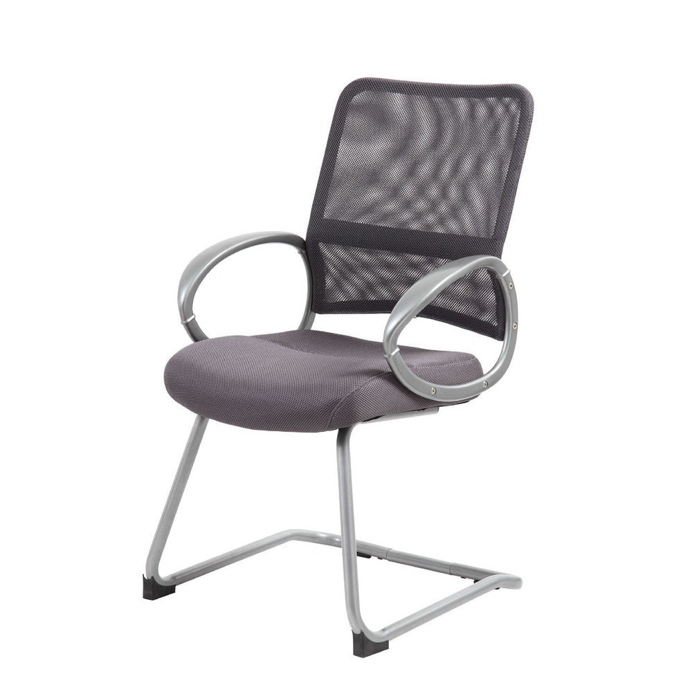 Toi Guest Armchair | Charcoal Gray Mesh | Pewter Cantilever Frame BM344441