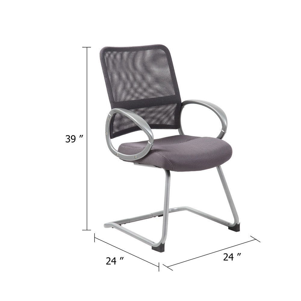 Toi Guest Armchair | Charcoal Gray Mesh | Pewter Cantilever Frame BM344441