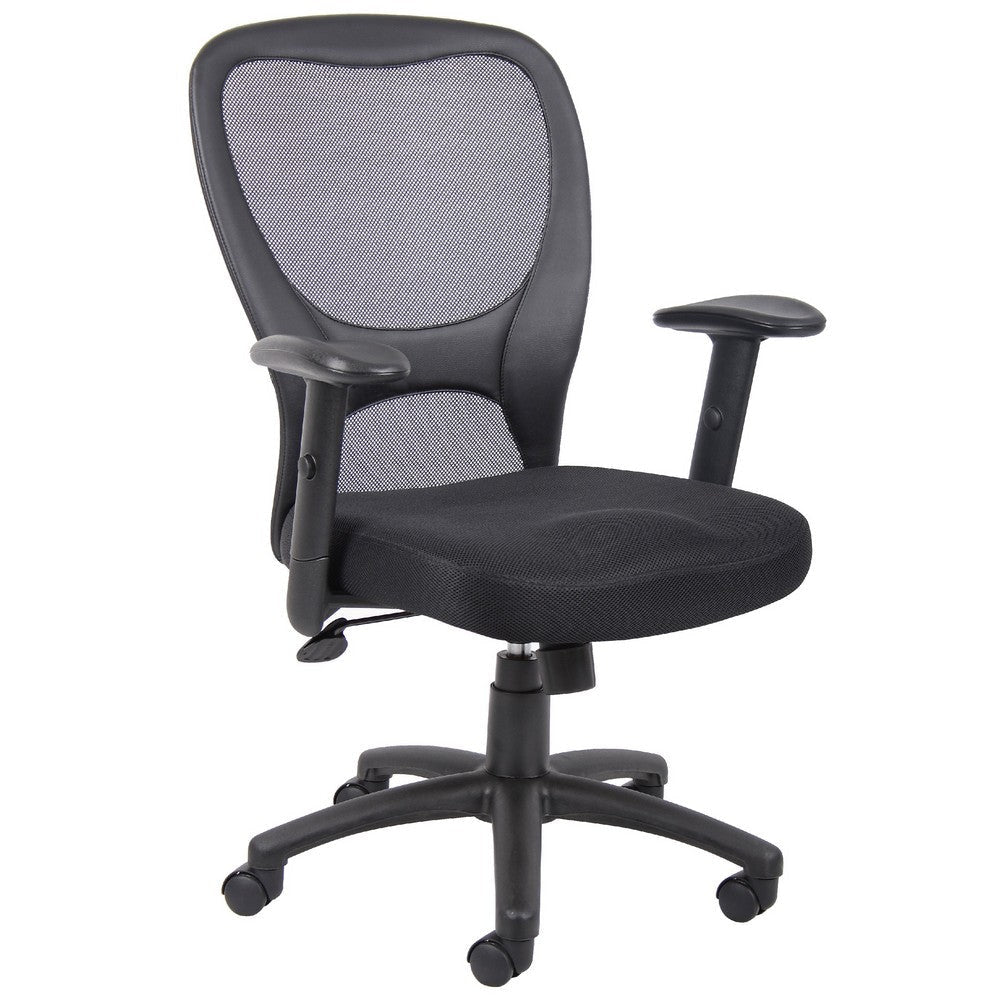 Lene Everyday Task Chair | Black CaressoftPlus Vinyl | Adjustable Arms BM344443