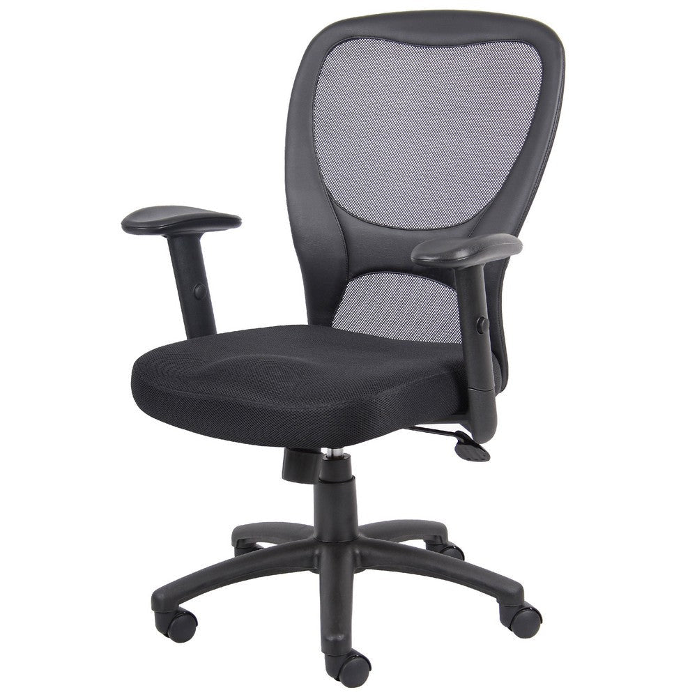 Lene Everyday Task Chair | Black CaressoftPlus Vinyl | Adjustable Arms BM344443