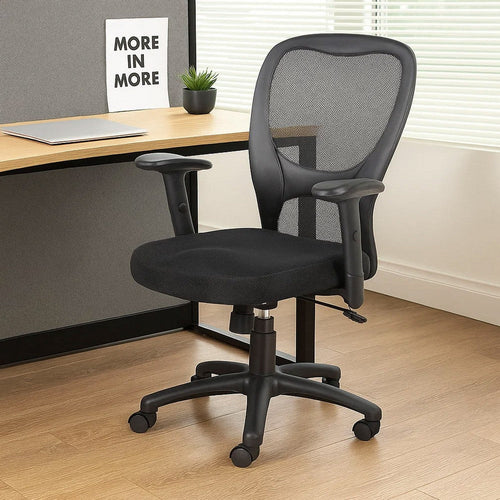 Lene Everyday Task Chair | Black CaressoftPlus Vinyl | Adjustable Arms BM344443